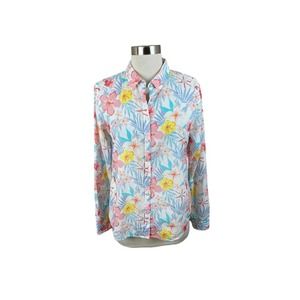 Saint James depuis 1889 Floral 100% Cotton Button Front Shirt Size US 8